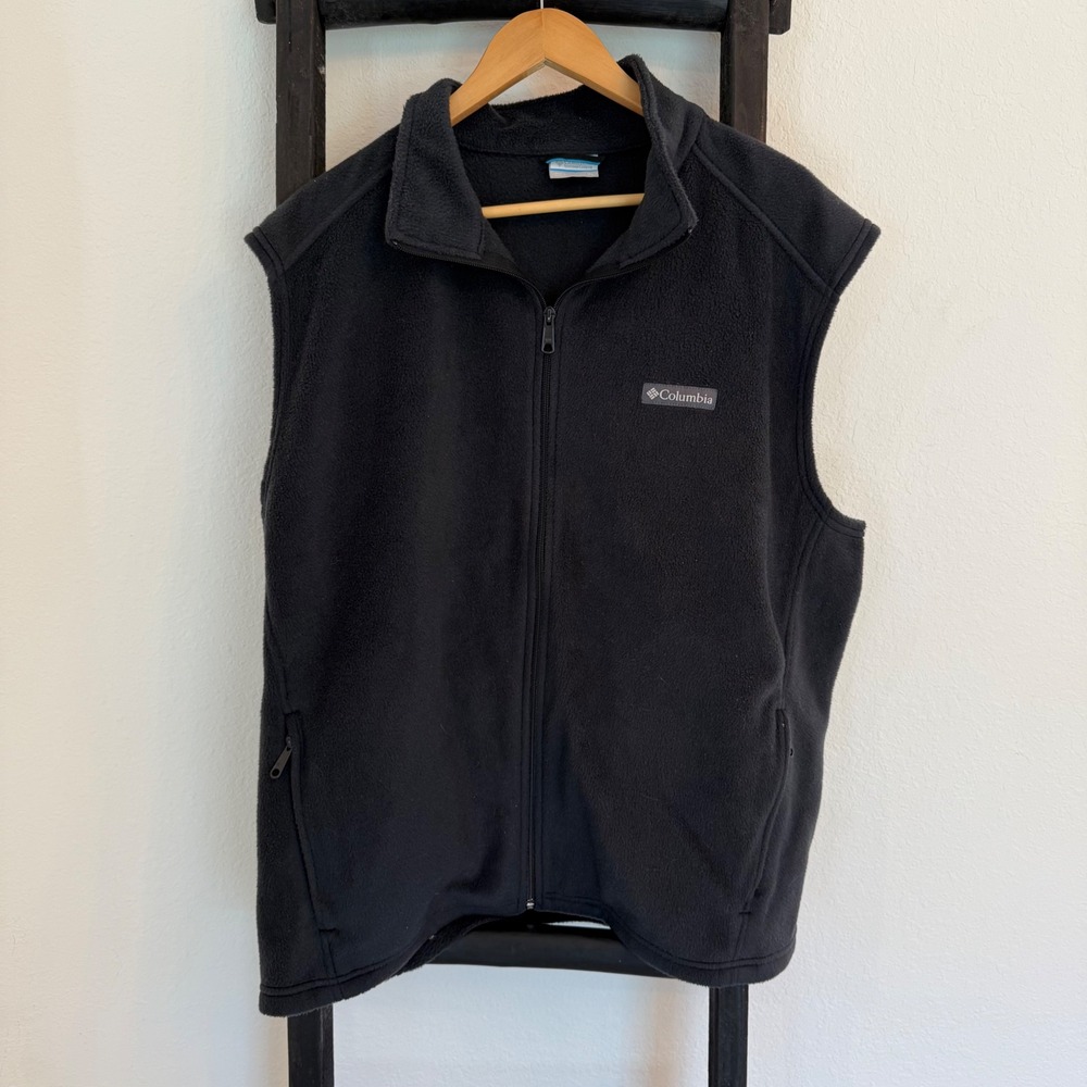 Columbia Mens Full Zip‎ Fleece Vest Sleeveless Jacket Layering Black